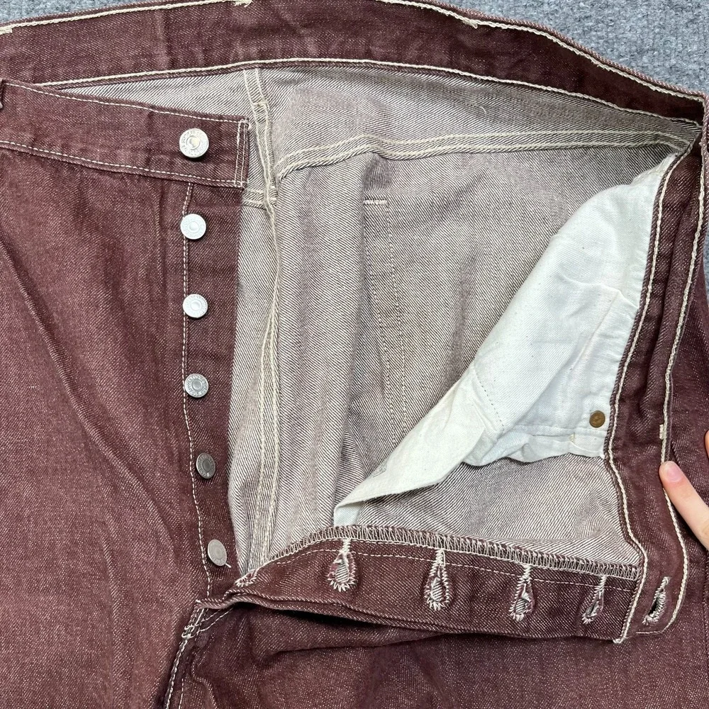 Levi's 501 XX Jeans Men's Burgundy Denim Frayed Classic Button‎ Fly - 40X27.5